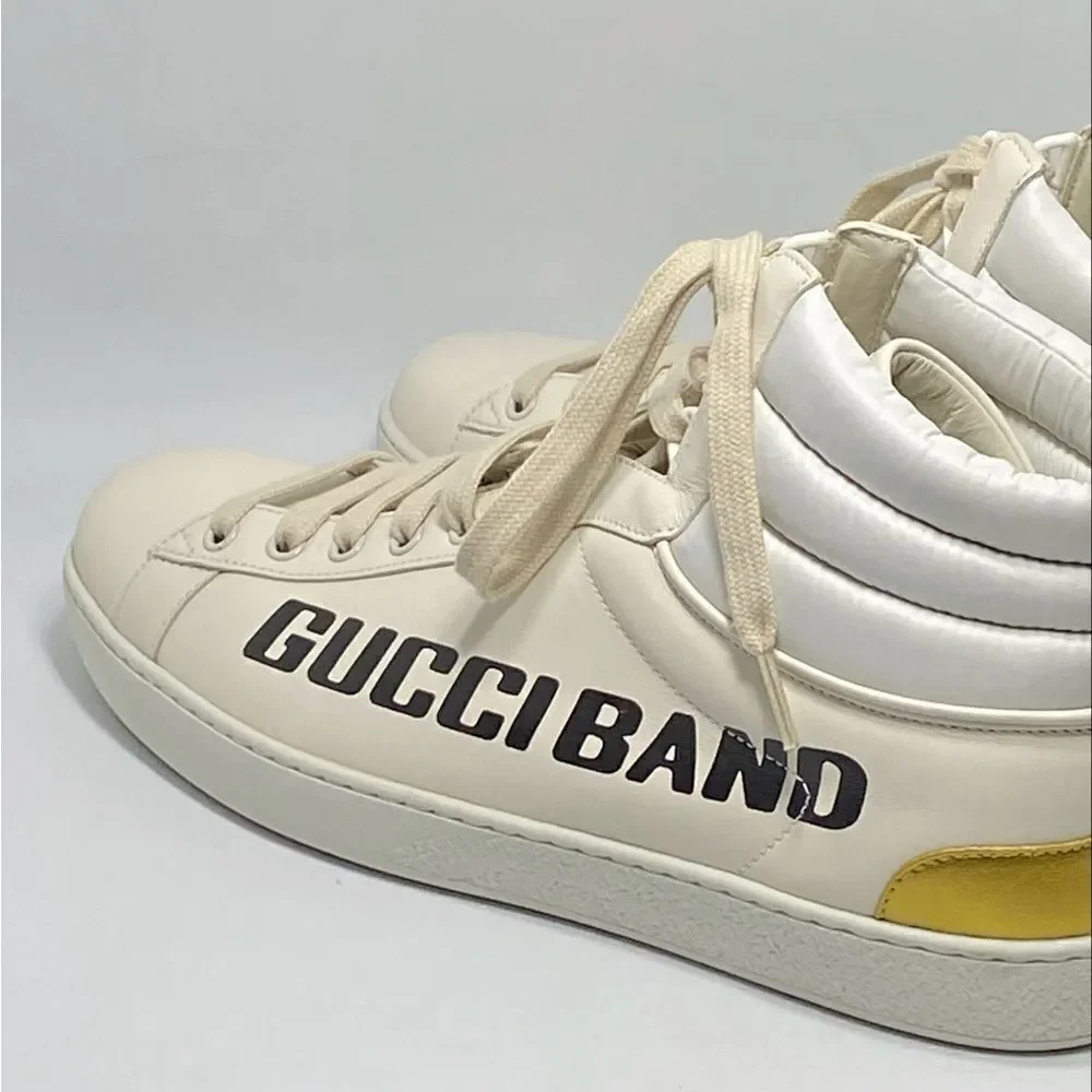 GUCCI Calfskin Ace Gucci Band Mens High Top Sneakers size 9.5/ US size 10.5